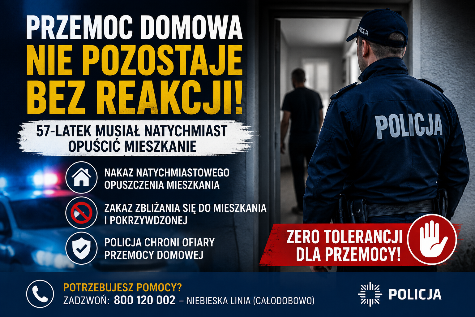 Znęcał się nad żoną. Policja wydała natychmiastowy nakaz opuszczenia mieszkania