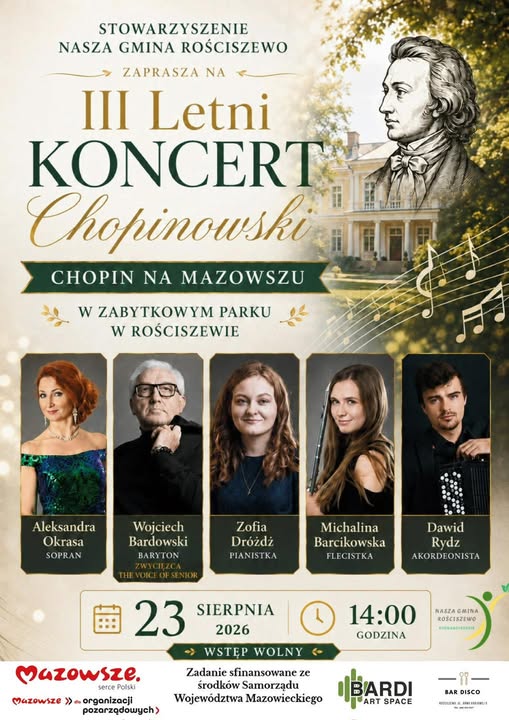 III Letni Koncert Chopinowski w Rościszewie: Wyjątkowe popołudnie z muzyką 🎶