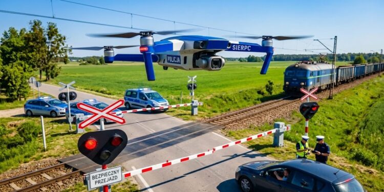 ⚠️ Dron widzi więcej: Sierpeccy policjanci łapali nieodpowiedzialnych kierowców przy torach