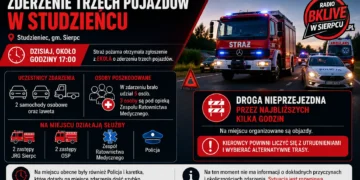 Zderzenie trzech pojazdów w Studzieńcu. Droga nieprzejezdna