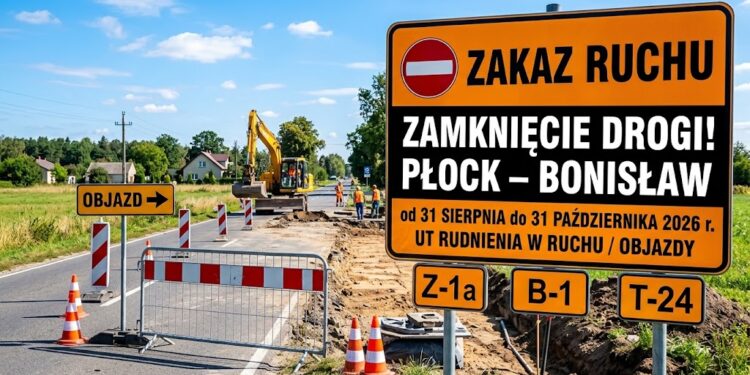🛑 Duże utrudnienia aż do końca października! Zamknięto ważny odcinek drogi